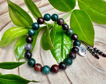 NEW! Health & Vitality Mala Bracelet | Powerful Bloodstone | Hematite | Reiki Infused Crystals | Wellness | Energy Flow | Pain Relief