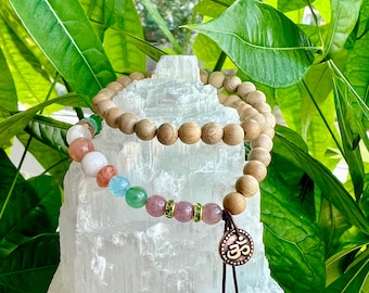 Fairytale Double Mala Bracelet | Genuine Sandalwood | Luxury Quality | Rose Quartz | Sunstone | Moonstone | Adventurine | Aquamarine | Magic