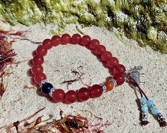 Great Success Mala Bracelet | Red Carnelian | Amethyst | Orange Adventurine | Amazonite | Elephant | Confidence | Physical Energy | Vitality