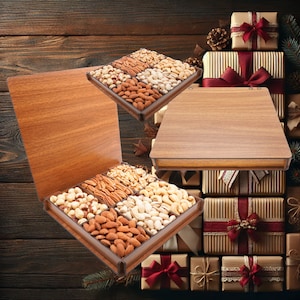 Gourmet Fresh Nuts Gift Box: Vegan Snack Sampler, Birthday Gift Mom, Housewarming, Family Set, Holiday Presents,