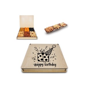 Birthday Gift Basket: Dried Fruit & Nuts Wooden Tray