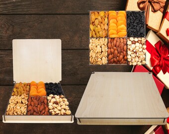 Nuts Dried Fruits Gift, Gift Box for Housewarming, Gift Ideas, Mother&#39;s Gift Baskets, Healthy Fresh Deluxes, Food Box, Birthday for Mom