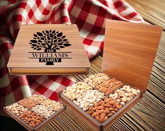 Food Snack Baskets, Personalized Family, Thank You, Gift, Mixed Nuts, Family Basket,  Initial Name, Holiday, Presents Ideas