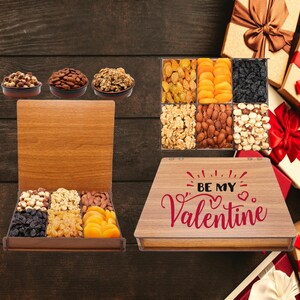 Couple Gift for Her, Couple Gift Box, Valentine&#39;s Day Gift for Her, Gourmet Gift Basket for Husband | Foods Include Fruits and Nuts Tray