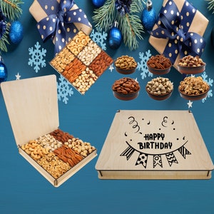 Birthday Mixed Nuts, Gourmet Wooden Tray, Thank You Gift Boxes, Birthday Presents, Deluxes Gift Wood, Employees, Nuts Boxes for Mothers Dad