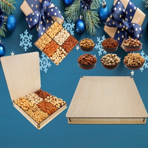 Gourmet Food, Deluxes, Mixed Basket, Healthy Fresh Gift, Box, Dad Birthday Anniversary, Reusable, Wooden Trays, Holidays, Snack