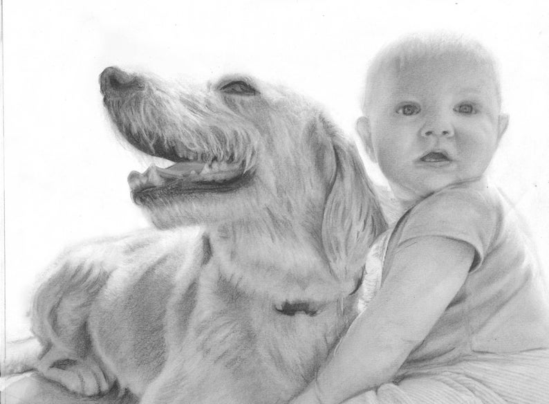 Custom Dog Drawing Drawing from Photo Custom Pet Portrait Pet portrait from Photo realistic pet drawing