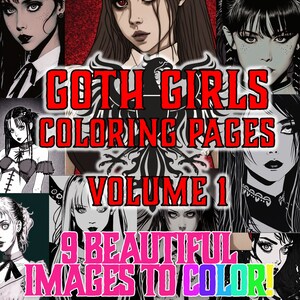 Goth Girls Adult Coloring Pages Beautiful Women in Gothic Clothing to Color Volume 1 image 2