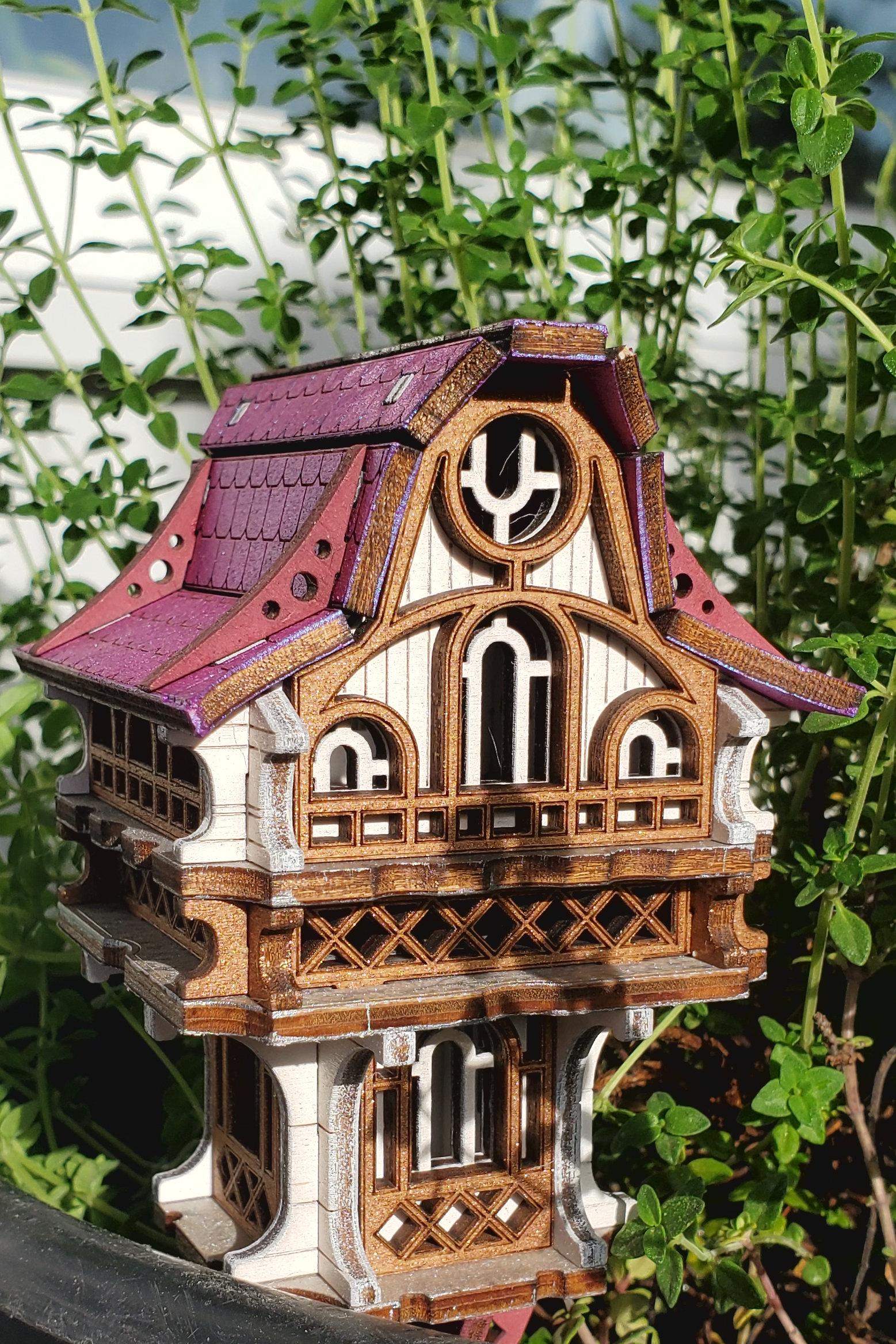 Tiny Gnome House with Garden Stake – Brightly Painted Miniature for Pots & Displays