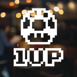 The 1Up Mushroom 8-Bit Arcade Game Vinyl Decal, Car Accessory, Laptop Sticker Or Instant Pot Decal