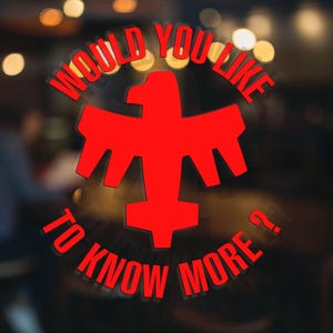 May include: Red graphic with a stylized eagle design and the text "Would you like to know more?"