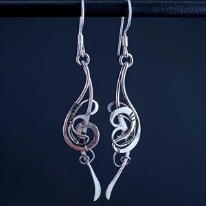 Asymmetrical Wire Wrapped Earrings •  Handmade Small Silver Dangles • Lightweight Sensitive Ear Friendly •  Everyday Artistic Jewelry