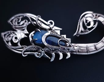 Blue Labradorite Necklace Scorpio Wire Wrapped Handmade Jewlry