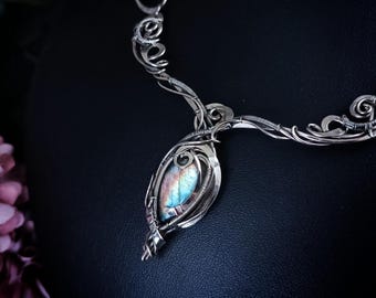 Necklace "Elven Vine"  Wire Wrapped Unique Handmade  Labradorite Jewelry
