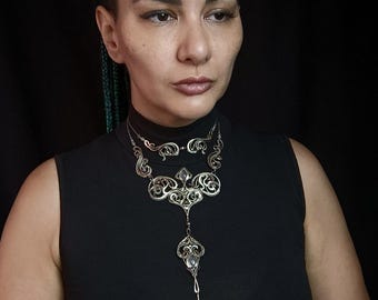 Unique black pearl necklace rose quartz Jewelry set Choker and Elegant Necklace