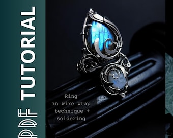 PDF Wire Wrap Ring Tutorial Labradorite & Moonstone Ring Pattern | Step-by-Step Digital Download
