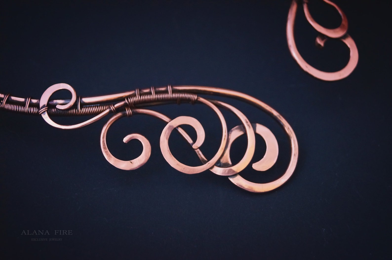 Wire Wrapped Open Necklace Copper Collar Necklace Statement Etsy