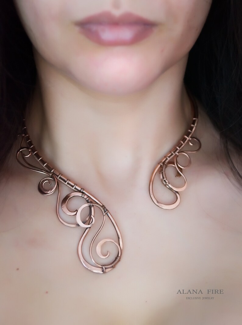 Open choker necklace Copper Necklace Collar Necklace Statement Etsy