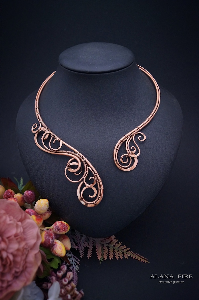 Wire wrapped jewelry Open choker necklace Copper Necklace Collar Necklace Statement Necklace Unique Necklace Open necklace