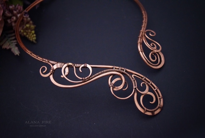 Wire wrapped jewelry Open choker necklace Copper Necklace Collar Necklace Statement Necklace Unique Necklace Open necklace