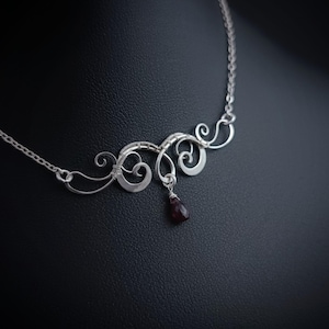 Gernet necklace Wire wrapped sterling silver necklace for woman Wire wrapped amethyst jewelry Fairy necklace minimalist jewelry