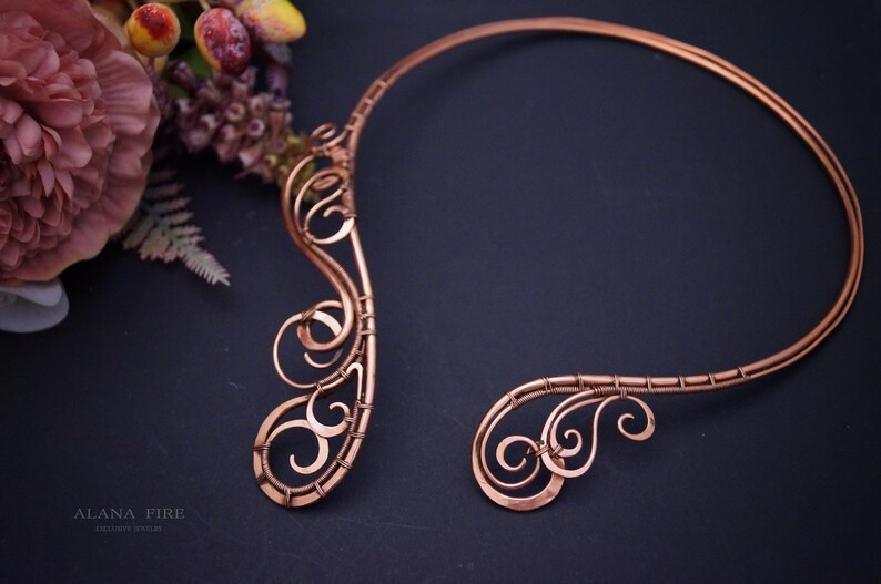 Wire wrapped jewelry Open choker necklace Copper Necklace Collar Necklace Statement Necklace Unique Necklace Open necklace