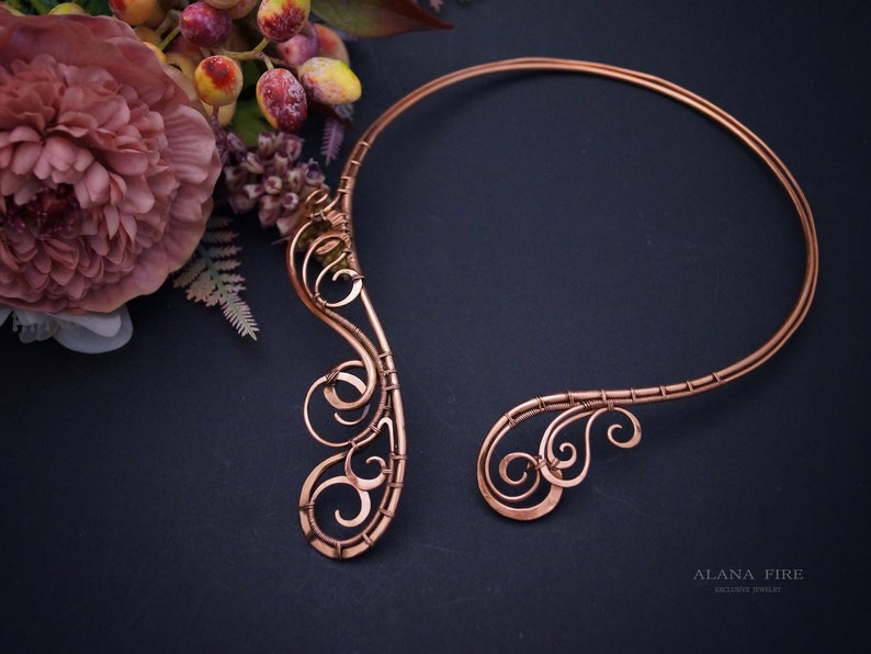 Wire wrapped jewelry Open choker necklace Copper Necklace Collar Necklace Statement Necklace Unique Necklace Open necklace