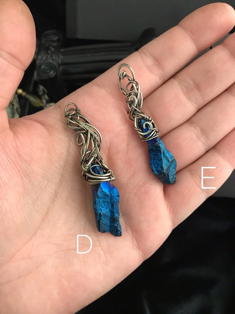 Raw Titanium Point Quartz Silver Lariat Necklace Double Lace Etsy