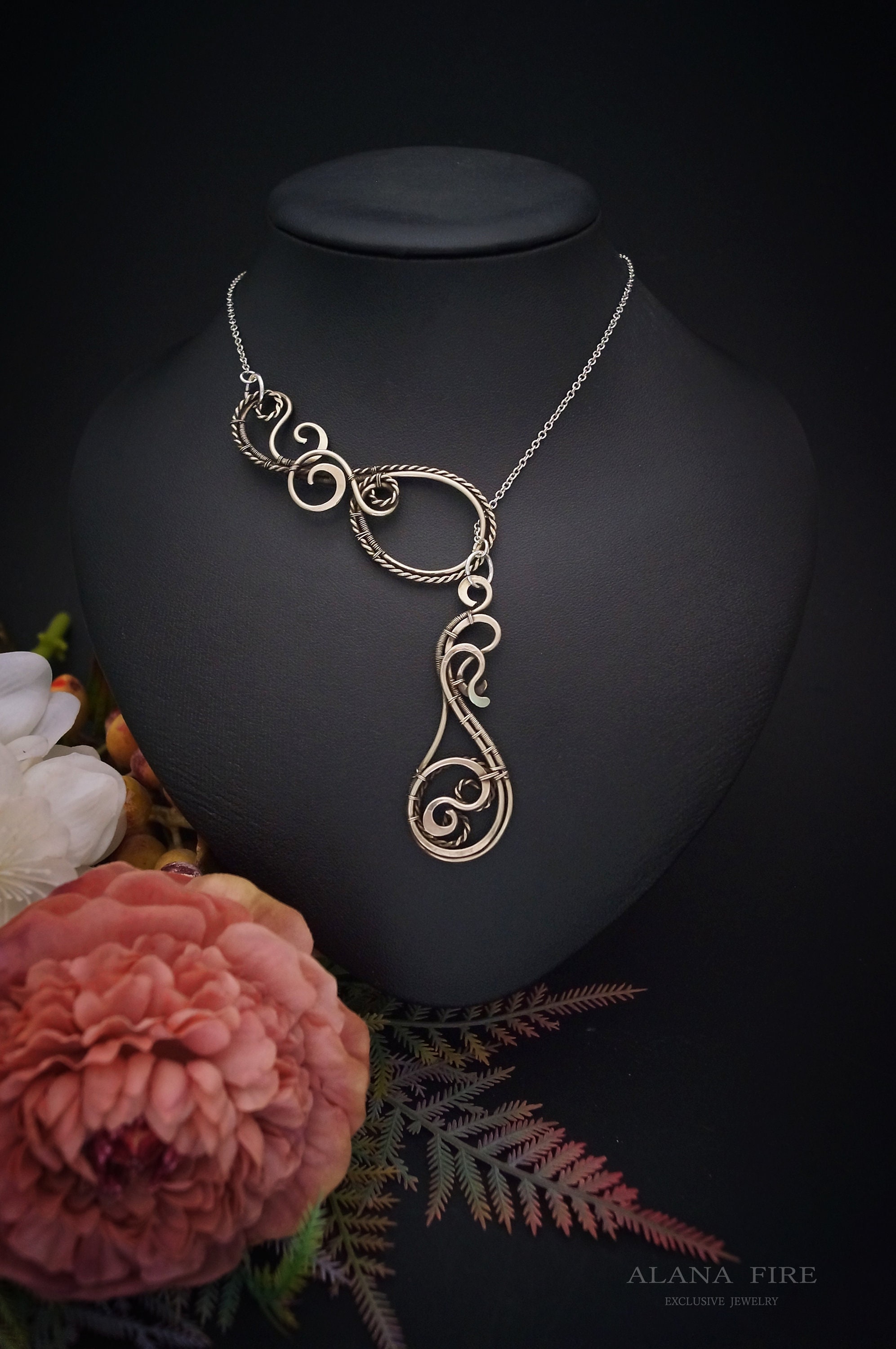 Double lace Lariat Necklace Gift for Wife Mom Anniversary Etsy