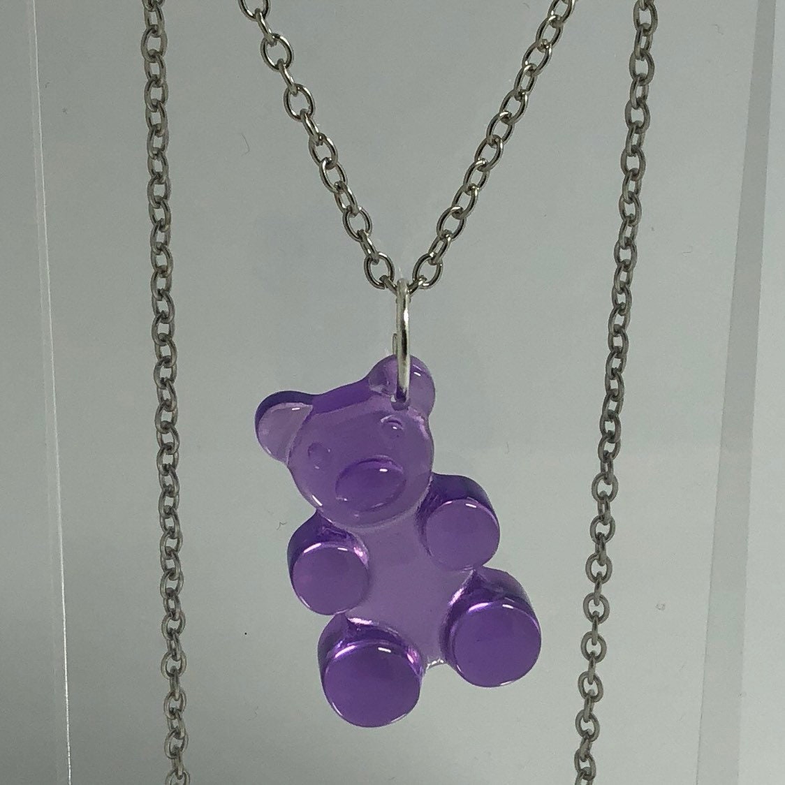 Clear Purple Extra Large Gummy Gummi Bear Pendant Necklace Fun | Etsy