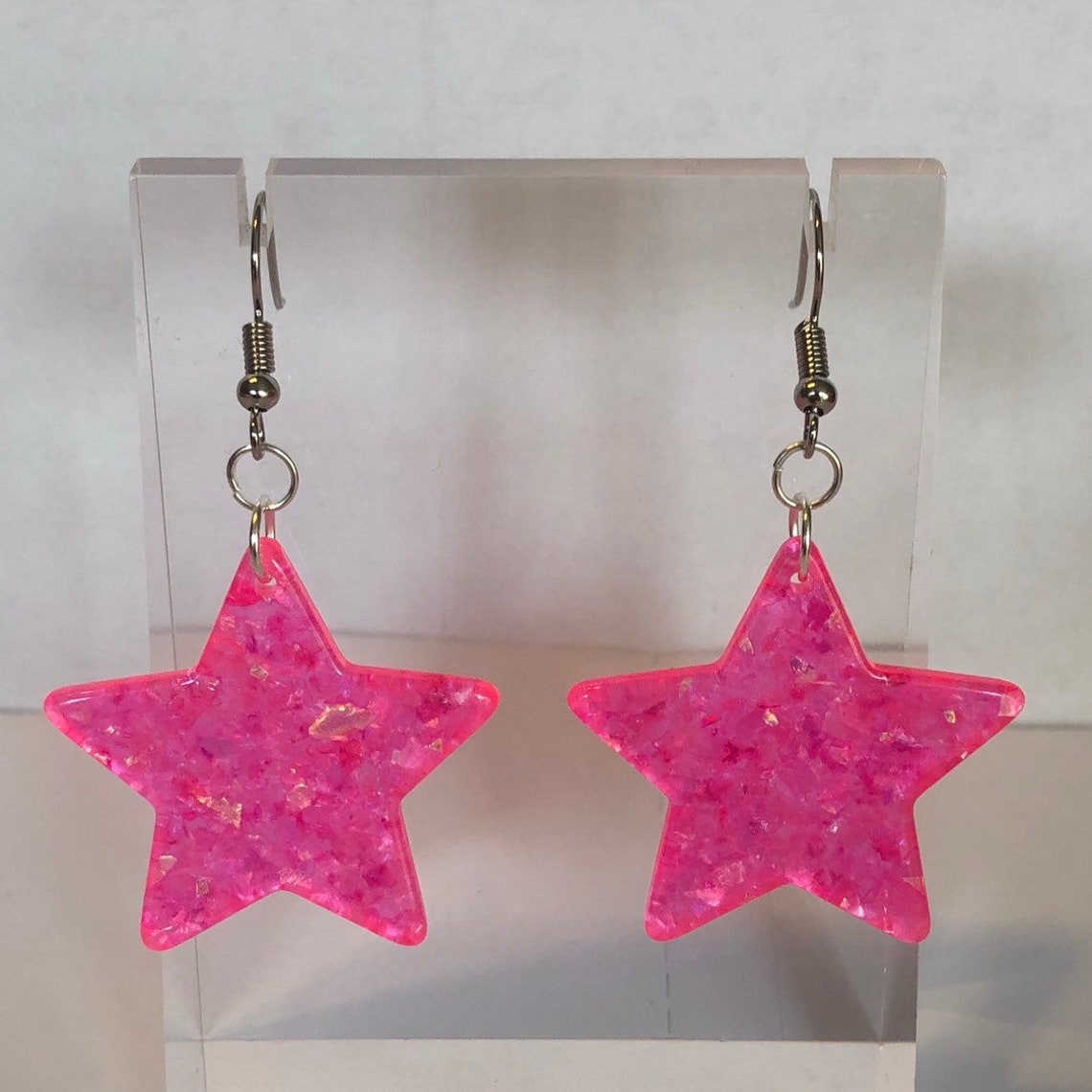 Kitch Glittery Shard Barbie Hot Pink Holo and Gold Stars Charm | Etsy