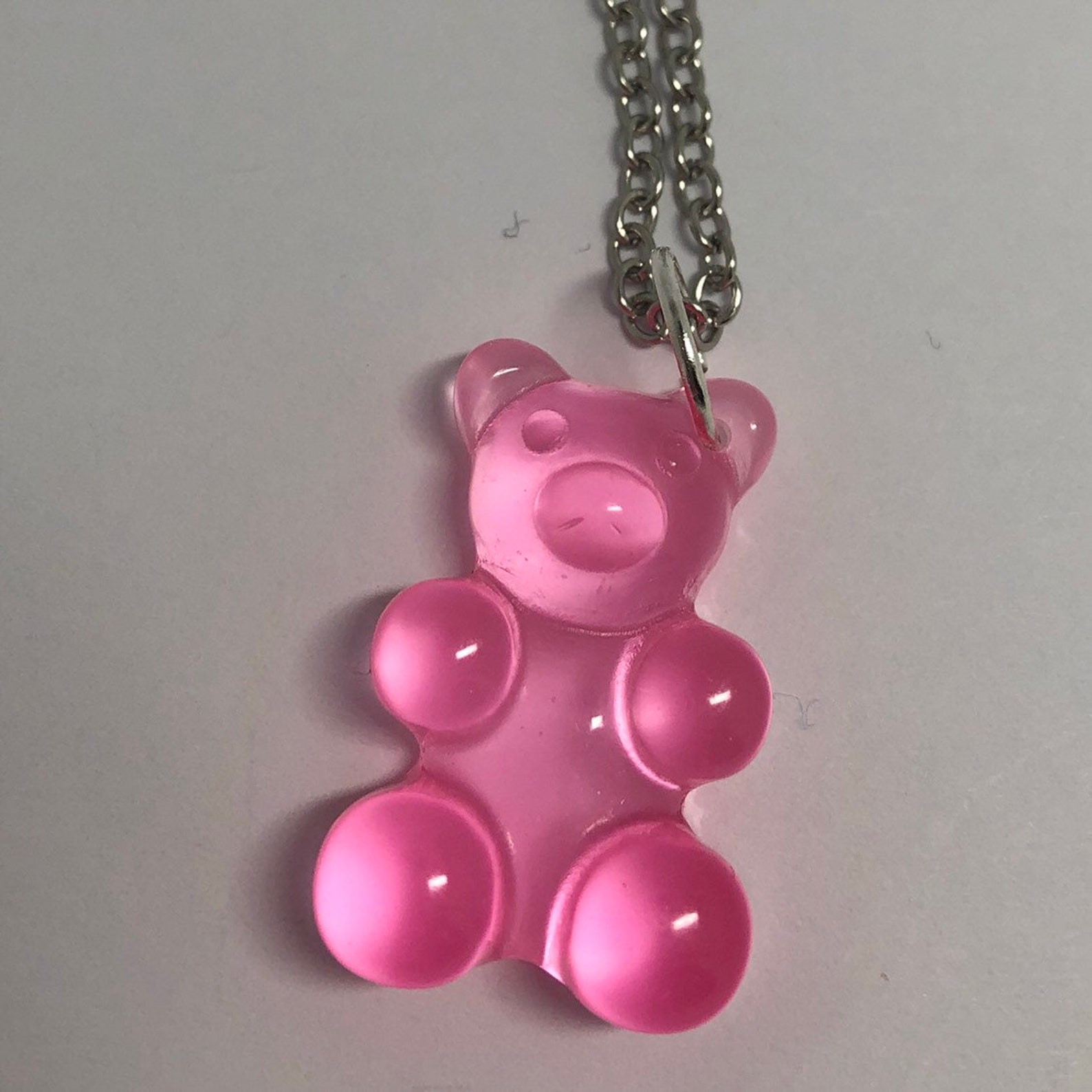 Clear Pink Extra Large Gummy Gummi Bear Pendant Necklalce Fun - Etsy