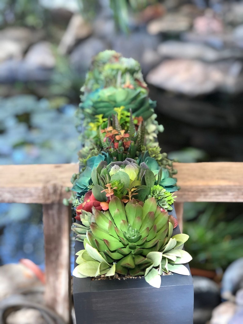 30 Large Faux Succulent Arrangement in a Dark Gray Etsy