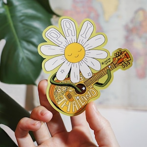 Pai, Tailândia Souvenir Vinyl Sticker - Hippie Daisy - Skate, Motocicleta, Garrafa de água, Scrapbooking