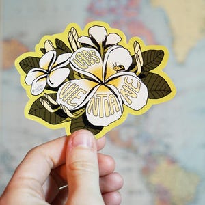 Adesivo de vinil de lembrança de Vientiane, Laos - Flor nacional - Skate, motocicleta, garrafa de água, scrapbooking
