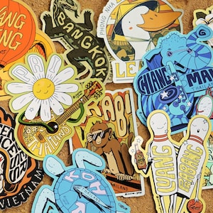 Backpacking Souvenir Vinyl Sticker Bundles - South East Asia - Skateboard, Motorbike, Water bottle, Scrapbooking