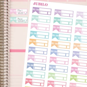 BILL DUE PASTEL Planner Stickers