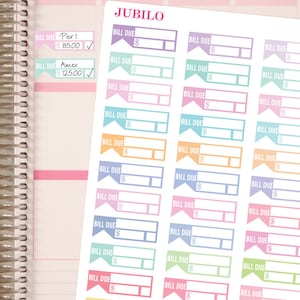 BILL DUE PASTEL Planner Stickers image 1