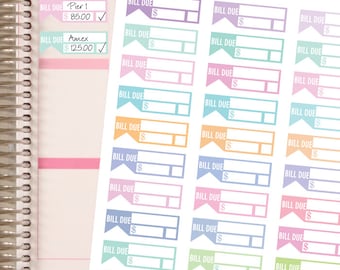 BILL DUE PASTEL Planner Stickers