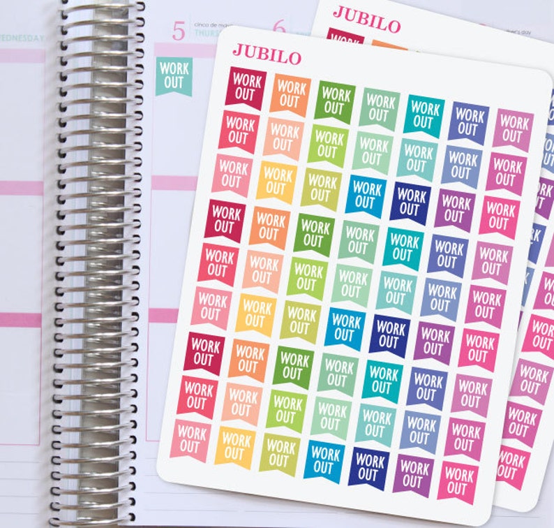planner stickers workout flags etsy