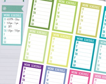 Planner Stickers - Weekly Work Schedule Sidebar Sticker - Fits Erin Condren and Happy Planner