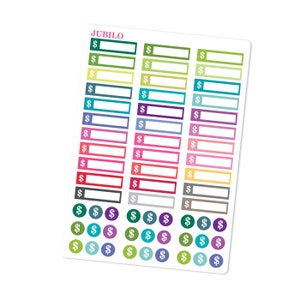 Planner Stickers - Dollar Sign Labels and Icon Stickers - Fits Erin Condren and Happy Planner