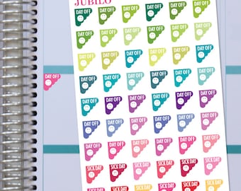 Planner Stickers - Day Off/Sick Day Stickers Scalloped Corner - Fits Any Planner!