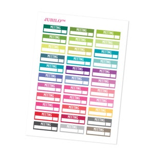 Meeting Planner Stickers, Meeting Labels, Meeting Stickers - Bold Colors