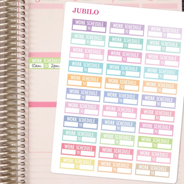 WORK SCHEDULE Stickers - Pastels.  Planner Stickers.  Calendar Stickers.  Journal Stickers.