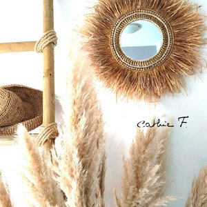 Ethnic iridescent raffia mirror SOLEIL ARDENT image 2