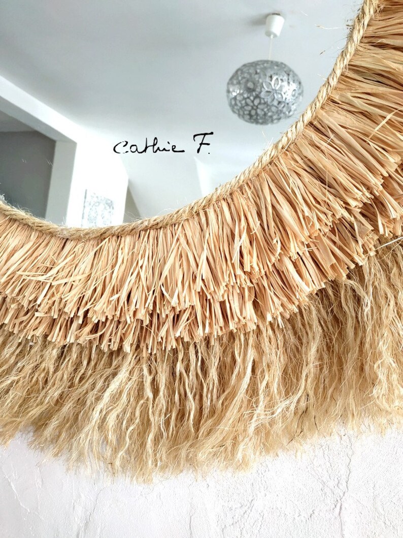 Large ethnic raffia mirror SOLEIA 80 image 4