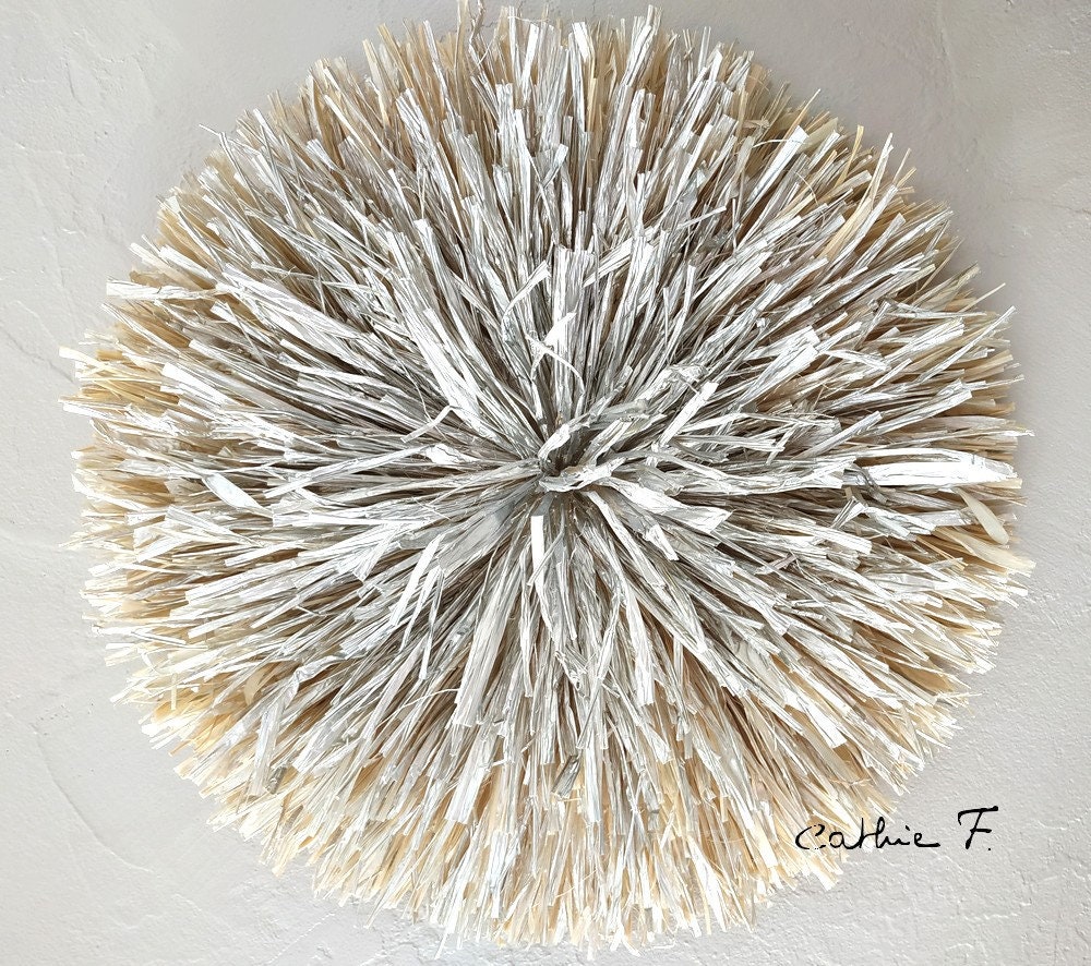 Juju Hat 25 cm en Raphia Bicolore Argent