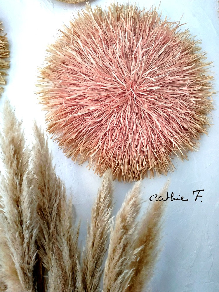 Juju Hat 70 cm en Raphia Bicolore Rose Blanchi