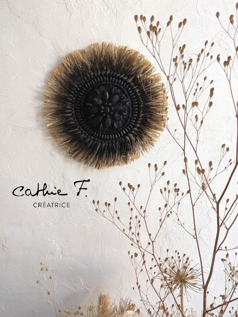 Black Juju Hat in Decorated Raffia TEMKA Etsy